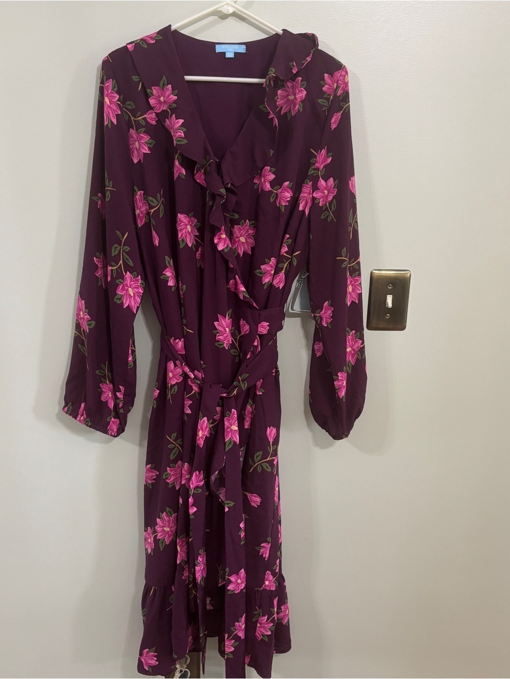 Draper James RSVP ruffle midi wrap dress purple floral size XXL
